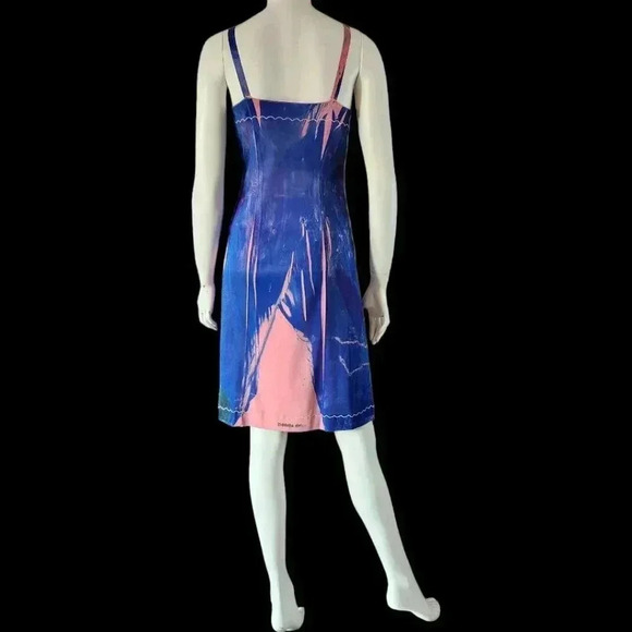 VINTAGE 50s 60s Hand Dyed Batik Slip Dress M - Picture 5 of 10